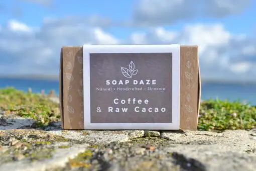 natural handmade soap coffee and raw cacao box