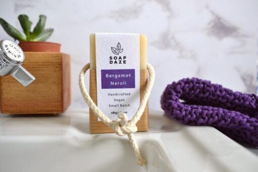 natural soap on a rope bergamot and neroli