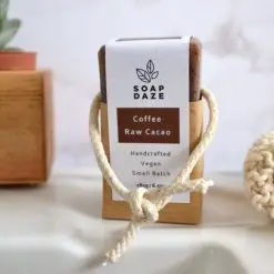 natural soap on a rope coffee and raw cacao