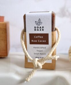natural soap on a rope coffee and raw cacao