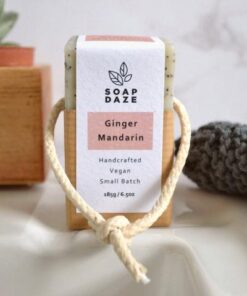 natural soap on a rope ginger and mandarin