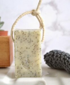 natural soap on a rope ginger and mandarin back