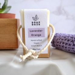 natural soap on a rope lavender and orange