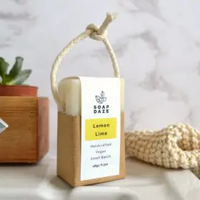 natural soap on a rope lemon and lime