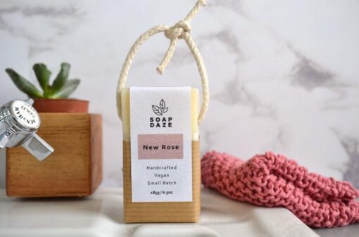 natural soap on a rope new rose