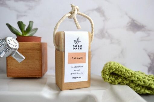 natural soap on a rope oatmylk