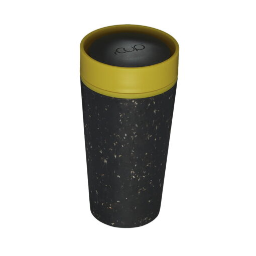 recycled coffee cup black yellow no label