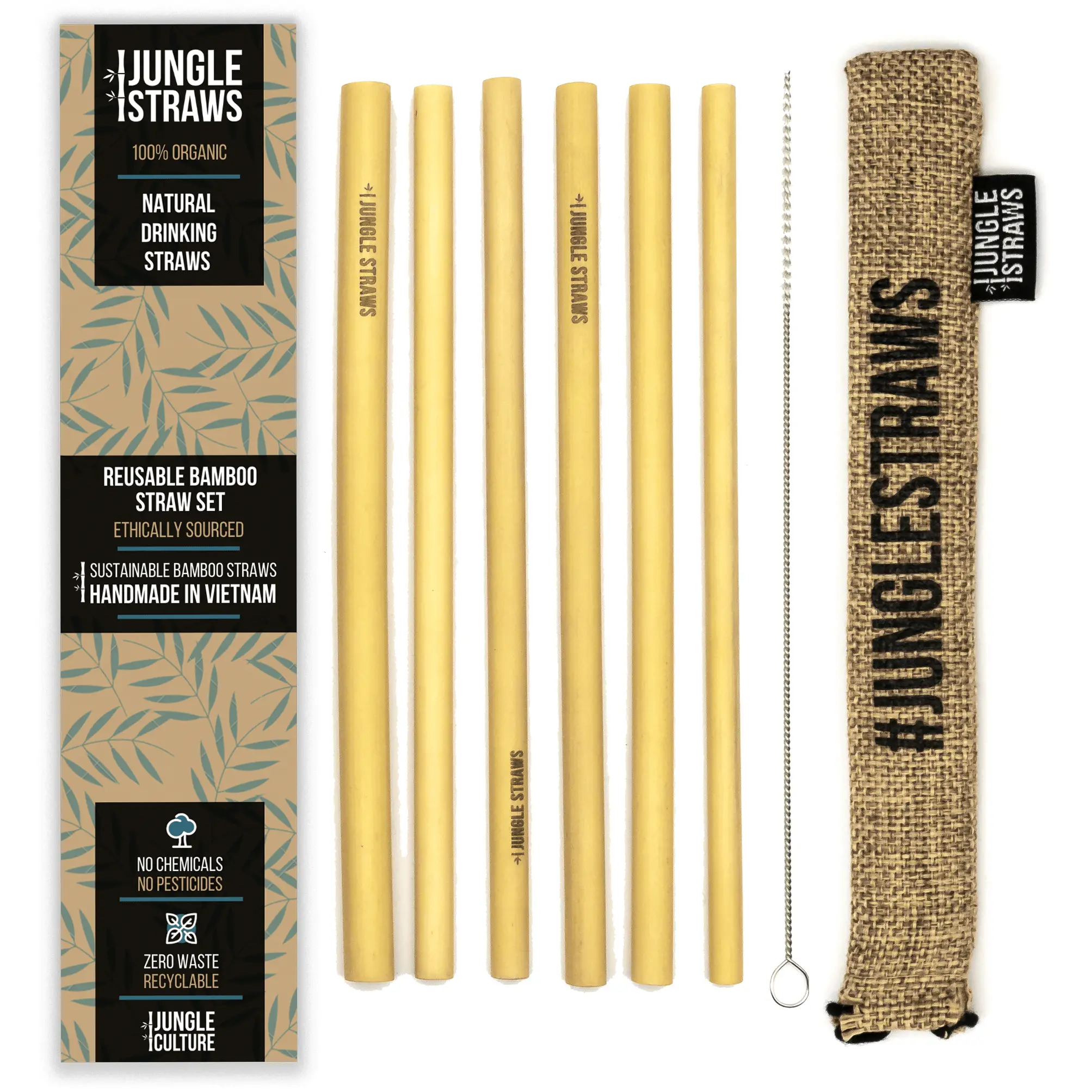 Bamboo drinking straws - Sustainable reusable straws - Raw Straw