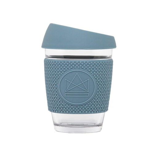 reusable glass coffee cup sleeve super sonic blue