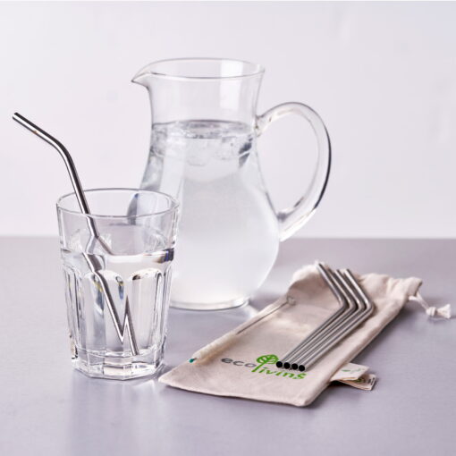 reusable metal straws with case in the kitchen