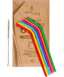 reusable silicone straws and cleaning brush