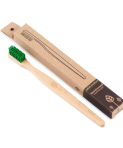 wooden toothbrush with natural bristles front