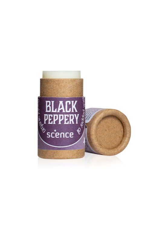 natural lip balm scence black peppery tube open
