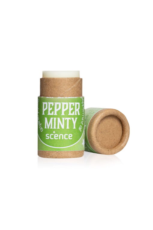 natural lip balm scence pepper minty tube open