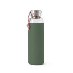 glass water bottle olive green