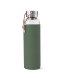 glass water bottle olive green