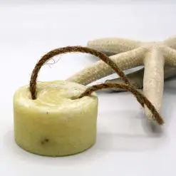 solid shampoo bar on a rope unscented