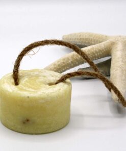 solid shampoo bar on a rope unscented