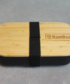 bambox bamboo lunch box 700 black black strap