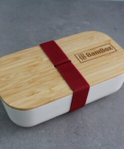 bambox bamboo lunch box 700 white red strap