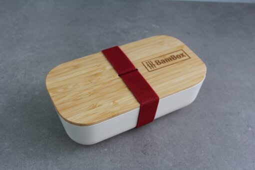 bambox bamboo lunch box 700 white red strap