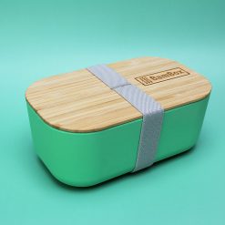 bambox microwavable bamboo lunch box 1.1L green grey strap