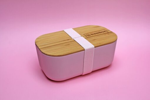 bambox microwavable bamboo lunch box 1.1L pink pink strap