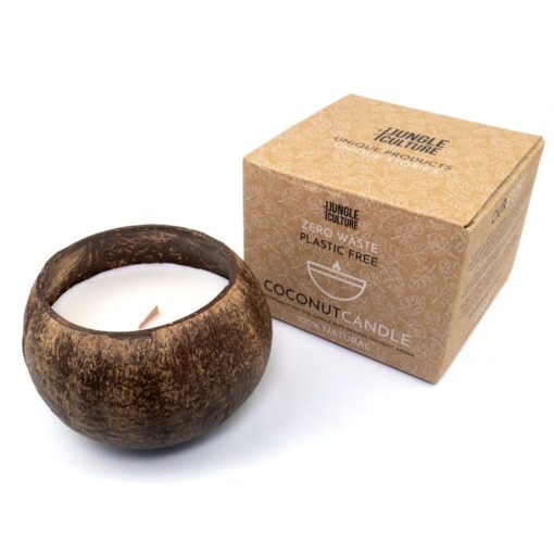 natural coconut shell candle with box jungle culture
