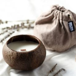 natural coconut shell candle with gift bag jungle culture